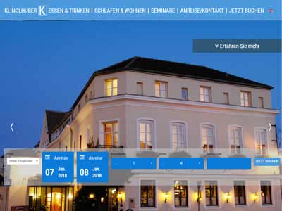 Nächtigungsmöglichkeiten 6 NEVEREST: Screenshot Homepage Hotel Klinglhuber