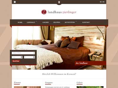 Nächtigungsmöglichkeiten 4 NEVEREST: Screenshot Homepage Landhaus Zierlinger