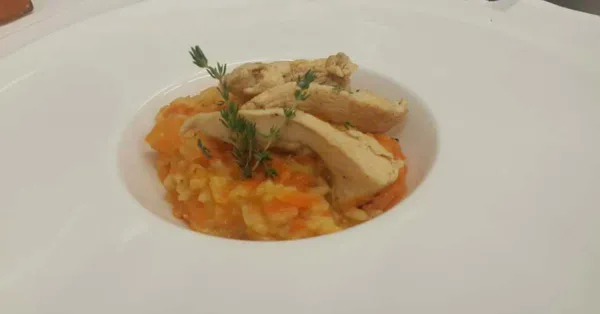 Kürbisrezepte Kürbisrisotto mit Huhn