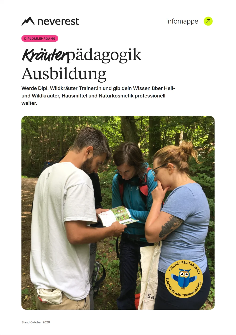 Titelseite der Infomappe Wildkräutertrainer (Kräuterpädagogik)