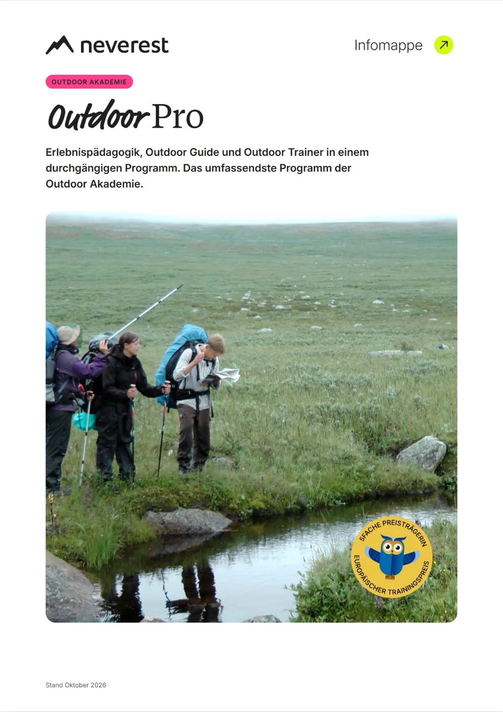Titelseite der Infomappe Outdoor Pro
